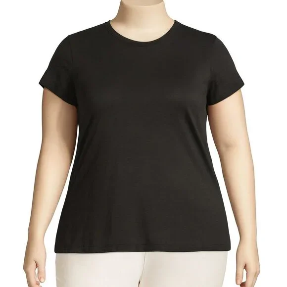 NWT Time and Tru Women’s Slub Jersey Crewneck Tee Size XXXL (22) - Black - Picture 1 of 5